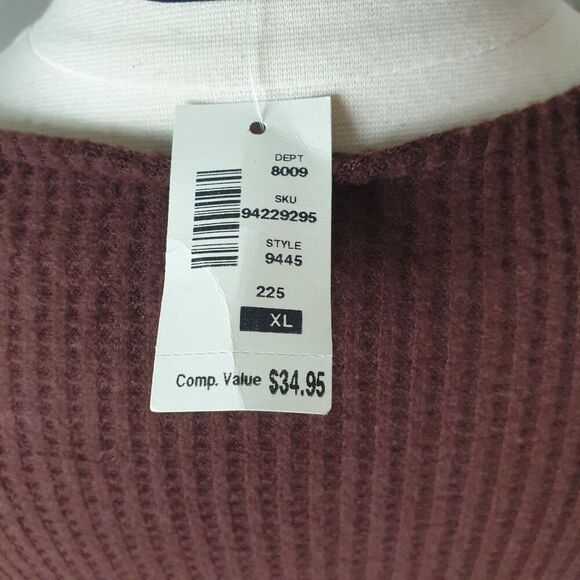 Aeropostale Womens Cropped Sweater XL Brown Ribbed Tie-Front Butter Soft Cottage - Picture 7 of 8